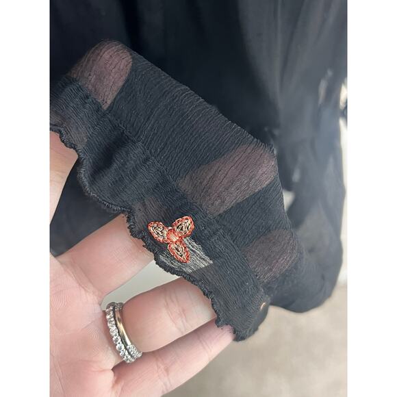 Free People Panama City Bell Sleeve Swing Mini Dress Black Women's Size Medium - Picture 9 of 13